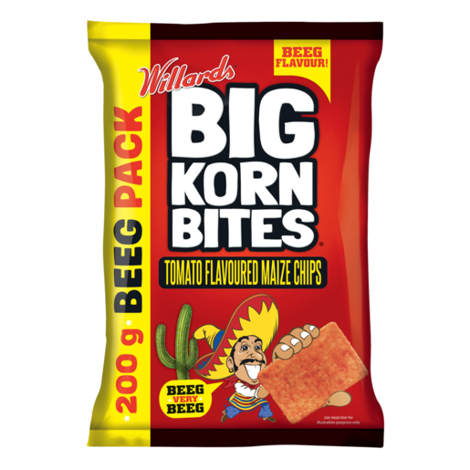 Willards Big Korn Bites Tomato 200g PARTY PACK