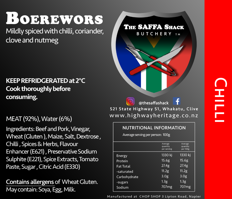 Boerewors: Chilli / kg