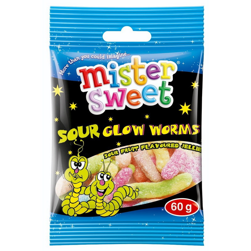 Mr Sweet Sour Glow Worms 60g