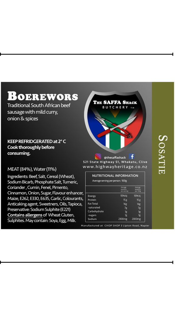 Boerewors: Sosatie/kg